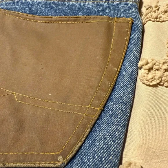 Y2K Buffalo David Bitton Blue Denim Jeans with Brown Leather Trim - Picture 4 of 6